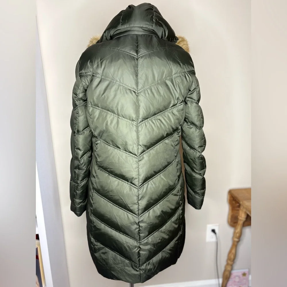 Michael Kors Olive Puffer Jacket with Fur Trim - Picture 4 of 15